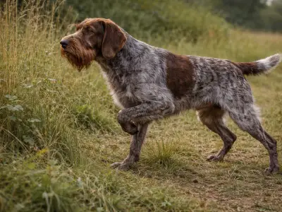 Perro de caza pointer checo de pelo duro