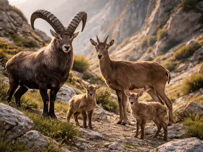 Alpine ibex (Capra ibex) in its natural mountain habitat