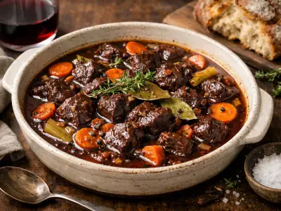 Brasato di cervo al vino rosso in casseruola