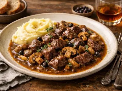 Spezzatino di capriolo ai funghi