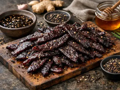 Jerky di capriolo fatto in casa al miele, soia e pepe