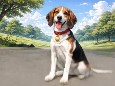 Foto de un Sabueso de Artois de pie al aire libre