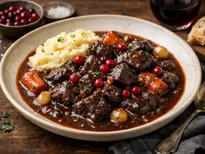Spezzatino di cervo a bassa temperatura al vino rosso