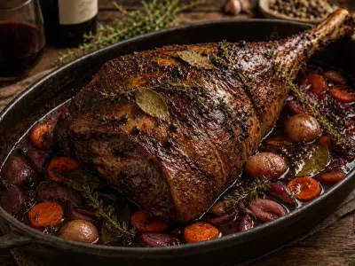 Cosciotto di cinghiale al vino rosso al forno