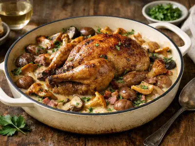 Braised Pheasant with Wild Mushrooms and Chestnuts