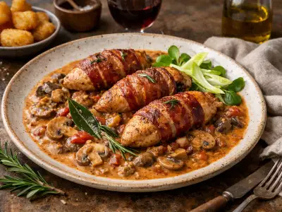 Filetti di fagiano in salsa cremosa ai funghi