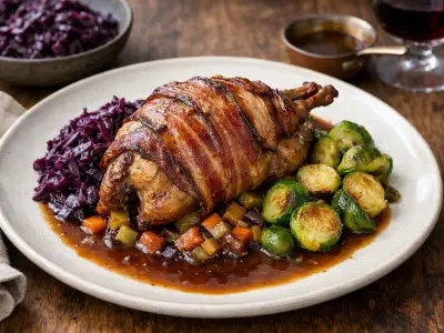 Ofengebratener Fasan mit Rotkohl und Rosenkohl