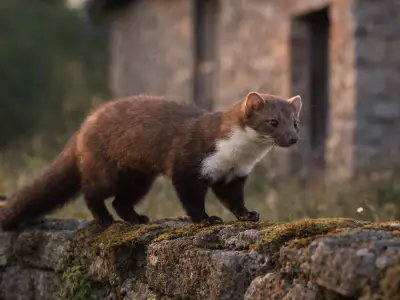 Stone marten small predator near woodland edge