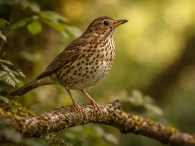 Thrush small game bird in woodland