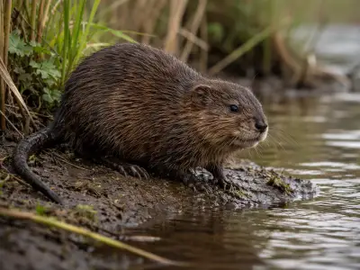 Muskrat invasive rodent in wetland