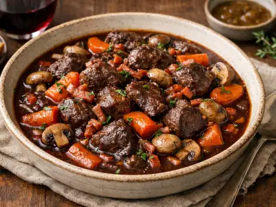 Stufato di cinghiale al vino rosso in casseruola