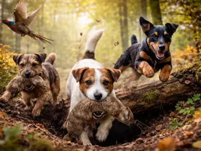 grupo de terriers, perros de caza especializados en caza en madriguera