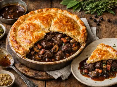 Tourte di cervo con funghi e Porto