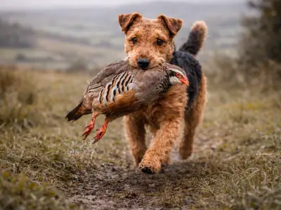 Welsh Terrier, terrier compacto negro y fuego con barba marcada