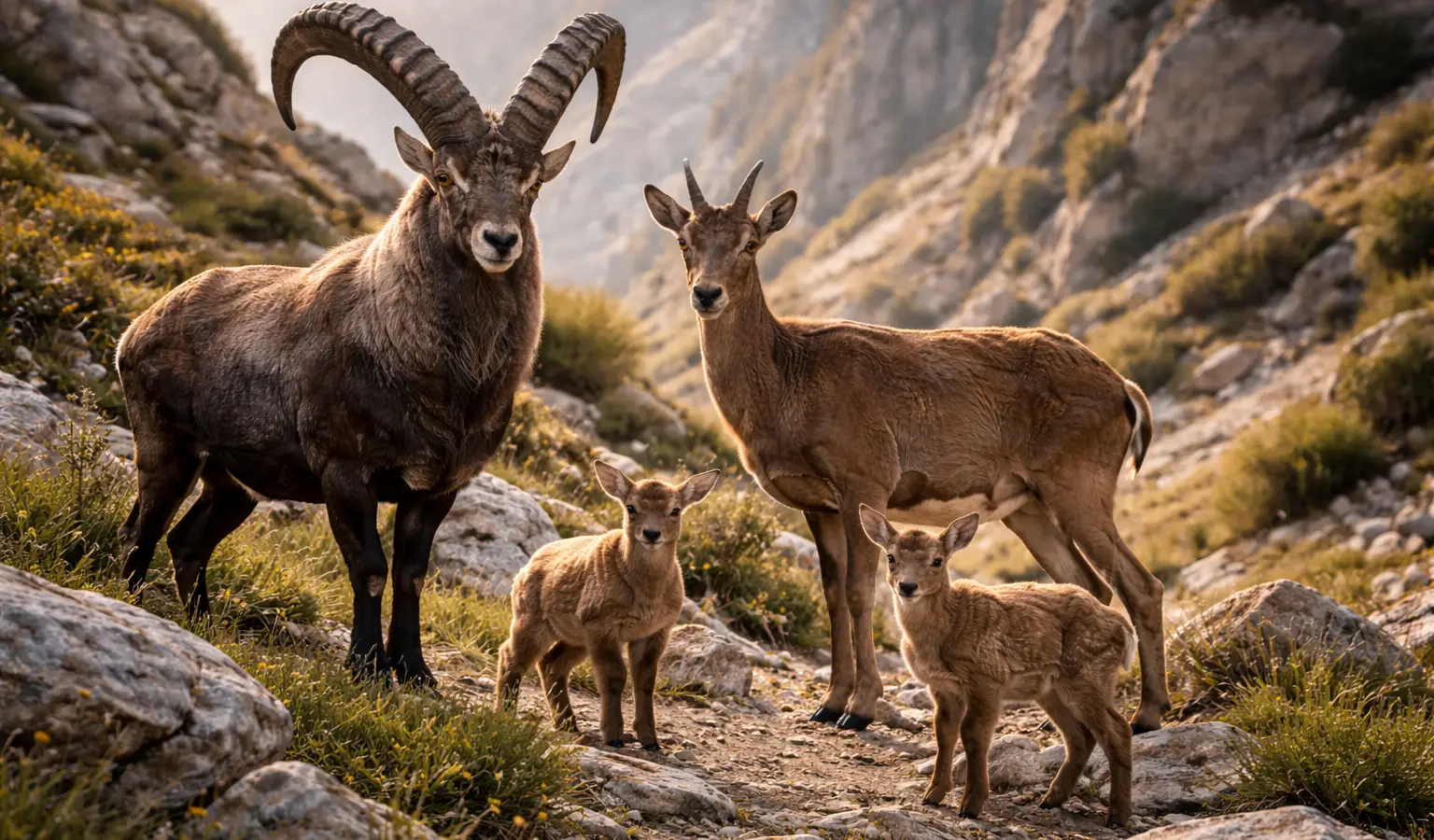 Alpine ibex (Capra ibex) in its natural mountain habitat