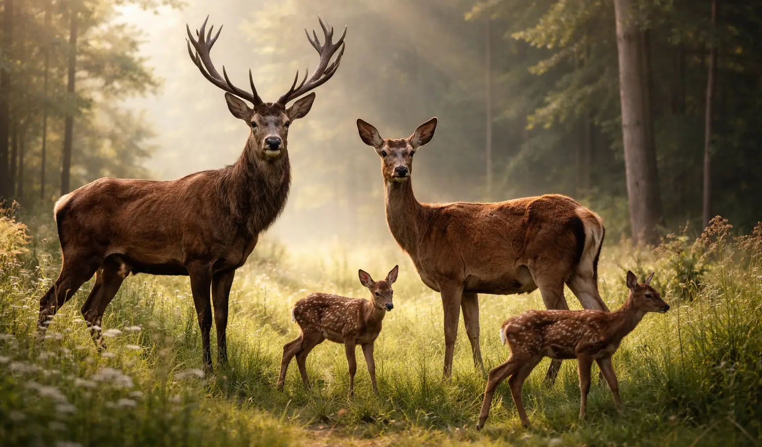 Rothirsch (Cervus elaphus) in seinem natürlichen Lebensraum