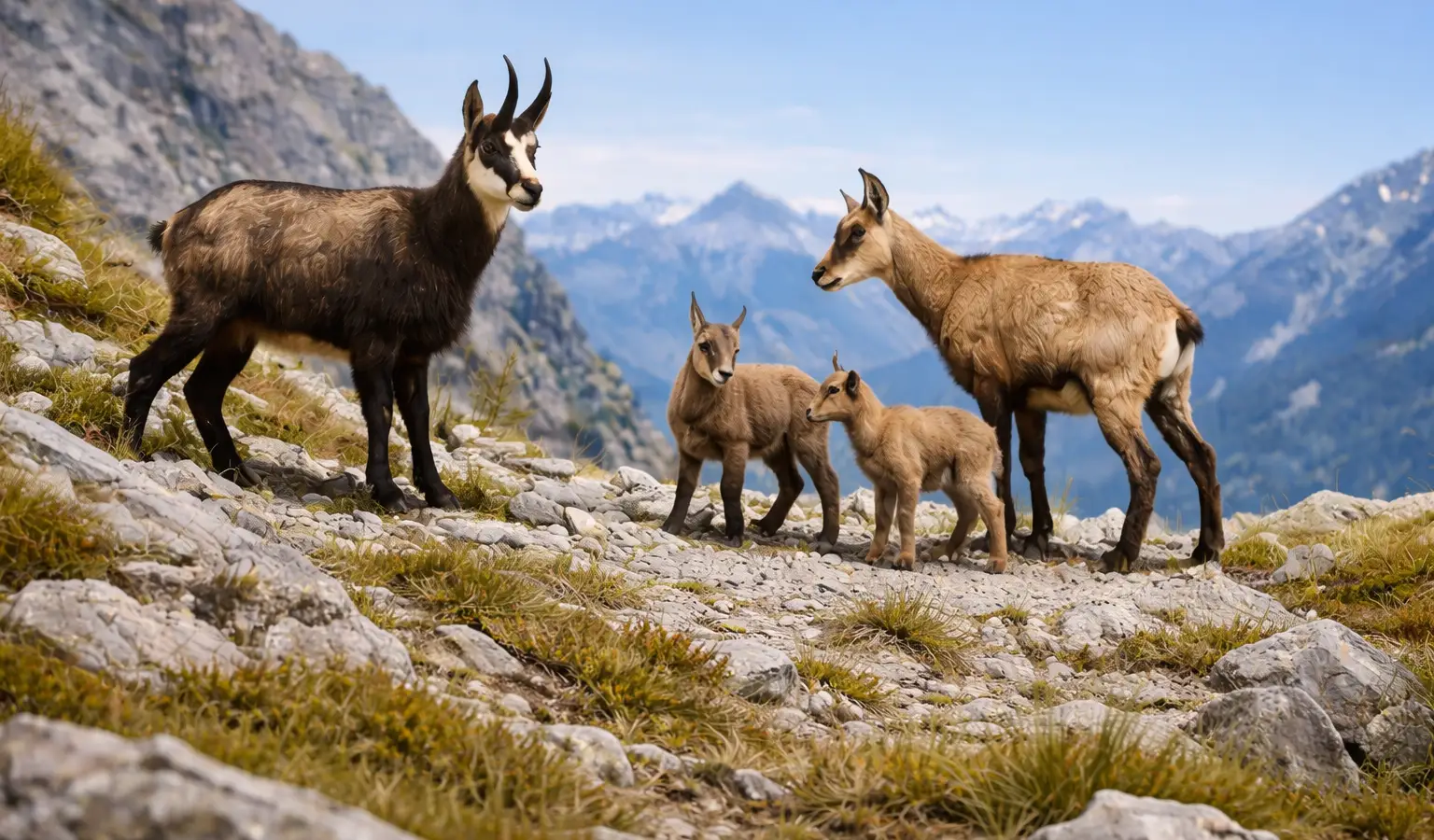 Chamois (Rupicapra rupicapra) in its natural mountain habitat