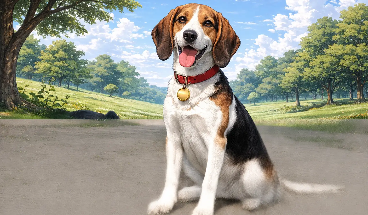 Foto de un Sabueso de Artois de pie al aire libre