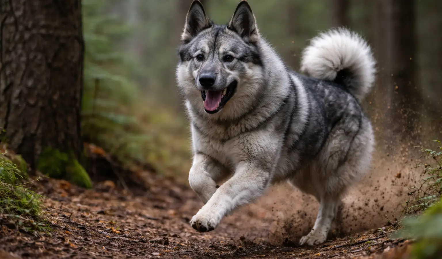 Norwegian Elkhound hunting dog used to track and hold moose in place