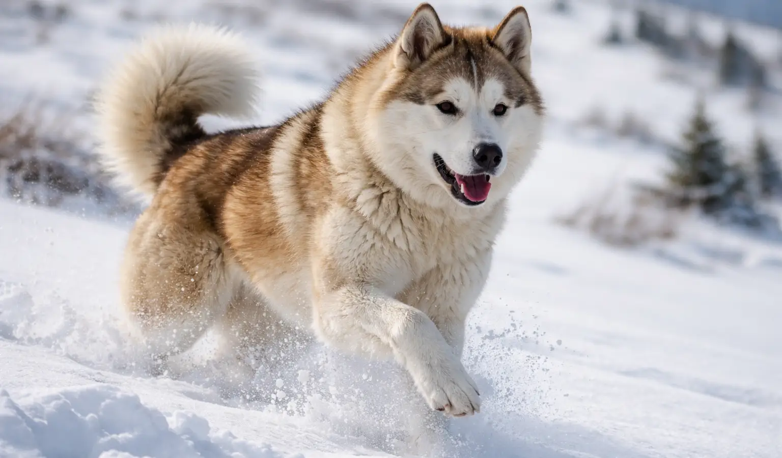 Greenland Dog in action in arctic environment, used for hunting and extreme conditions work