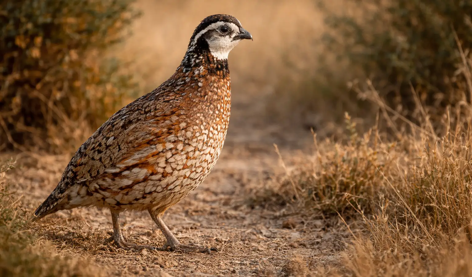 Quail small game bird in open habitat