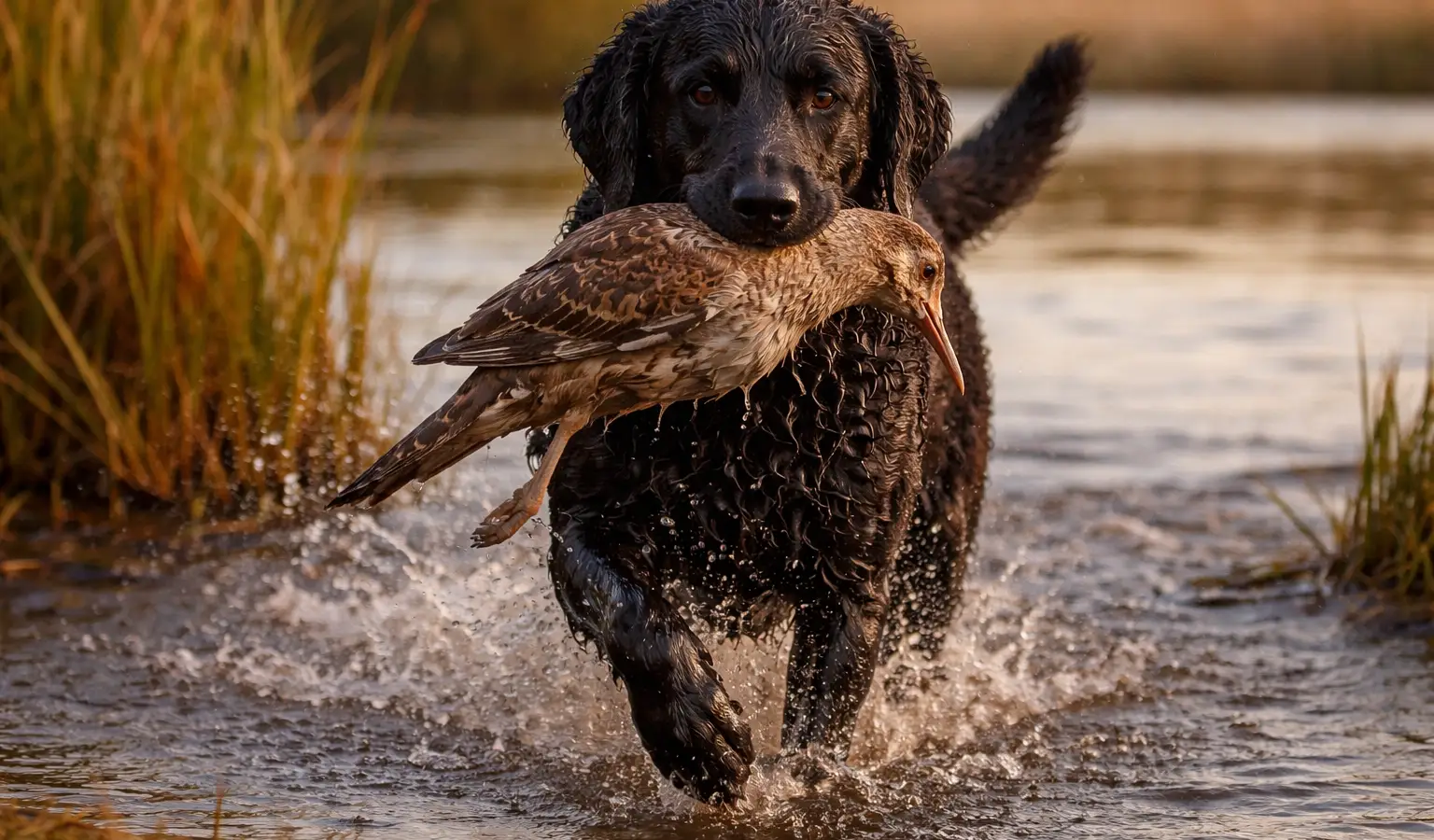 Curly-Coated Retriever Jagdhund apportierender Wasserhund