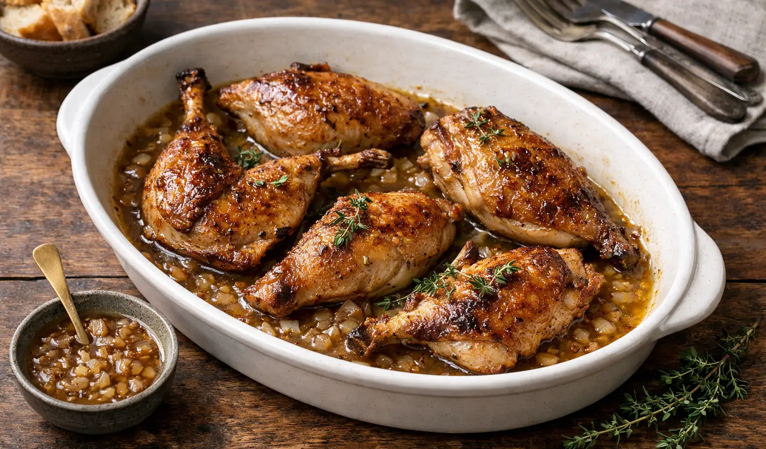 Einfacher Ofenfasan mit Schalotten-Buttersauce