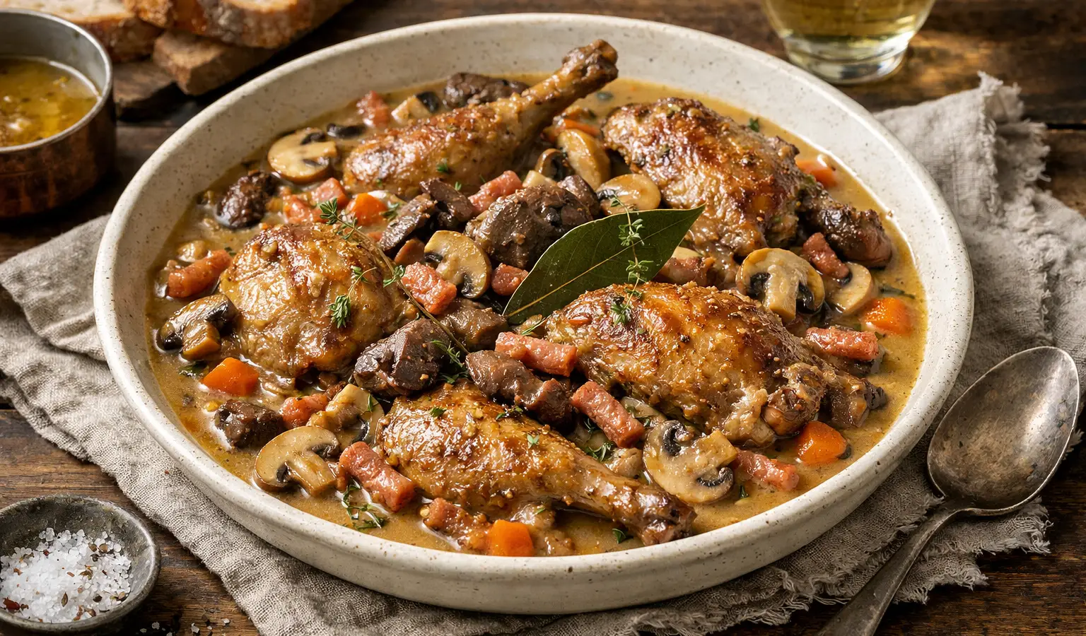 Fagiano in salsa bruna con funghi e pancetta