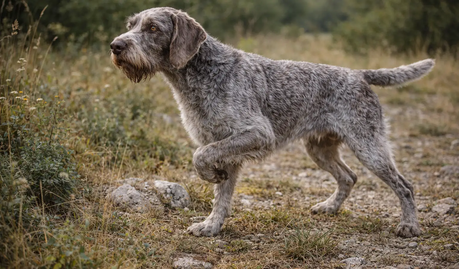 Slovak Wirehaired Pointer hunting dog