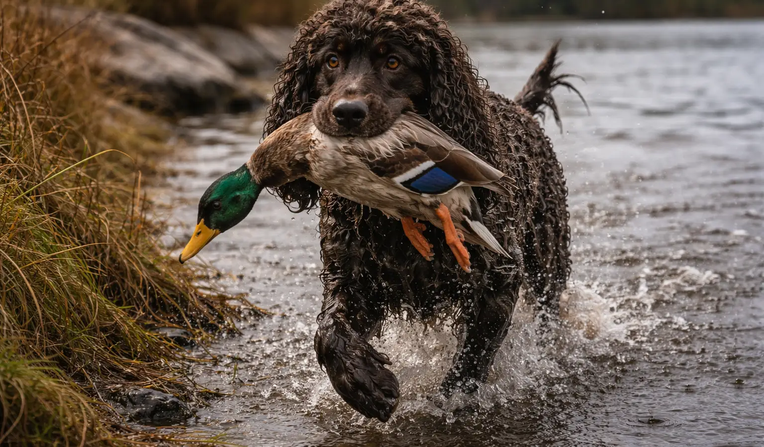 Irish Water Spaniel Jagdhund apportierender Wasserhund