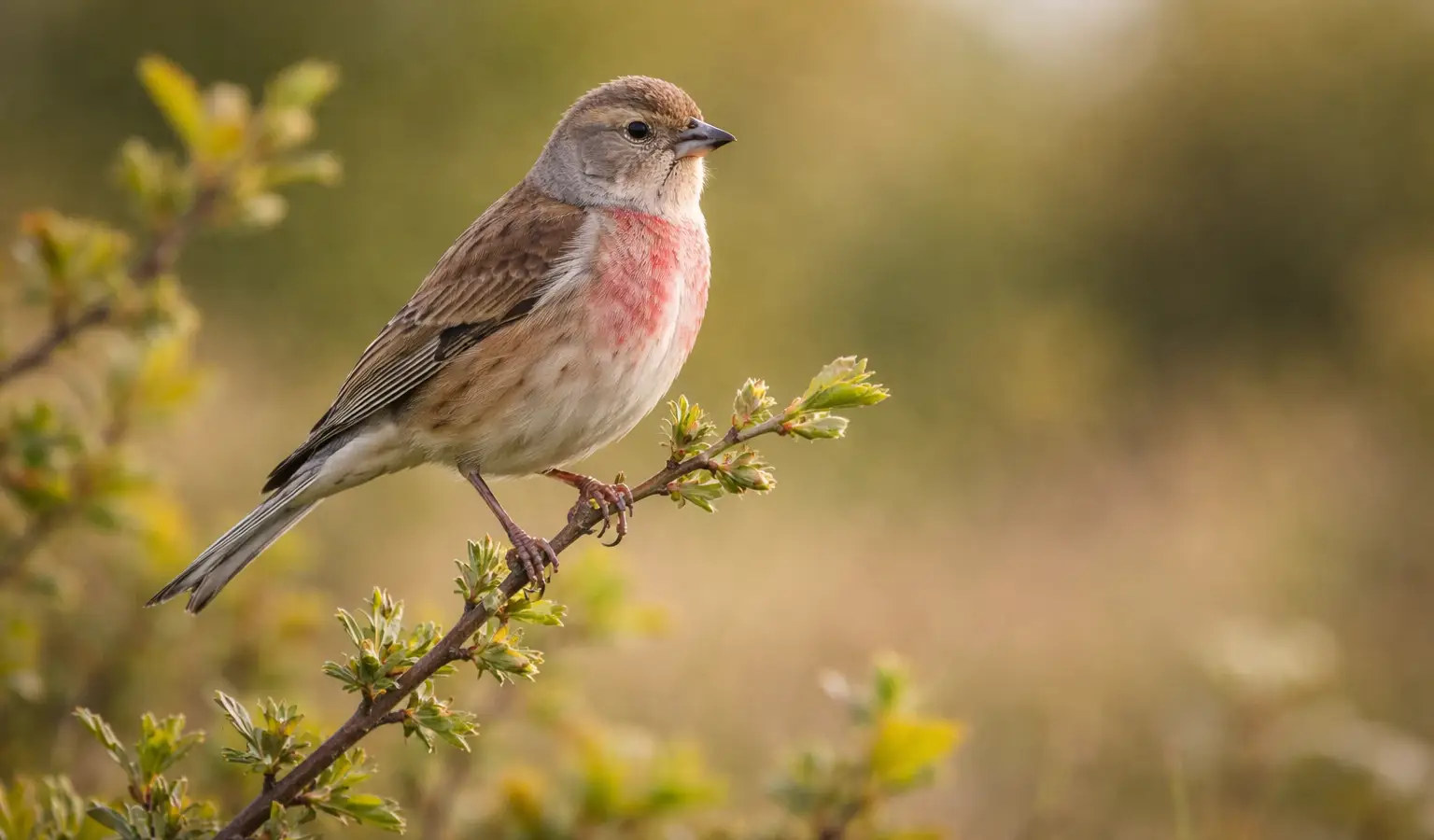 Linaria común ave migratoria en campo abierto