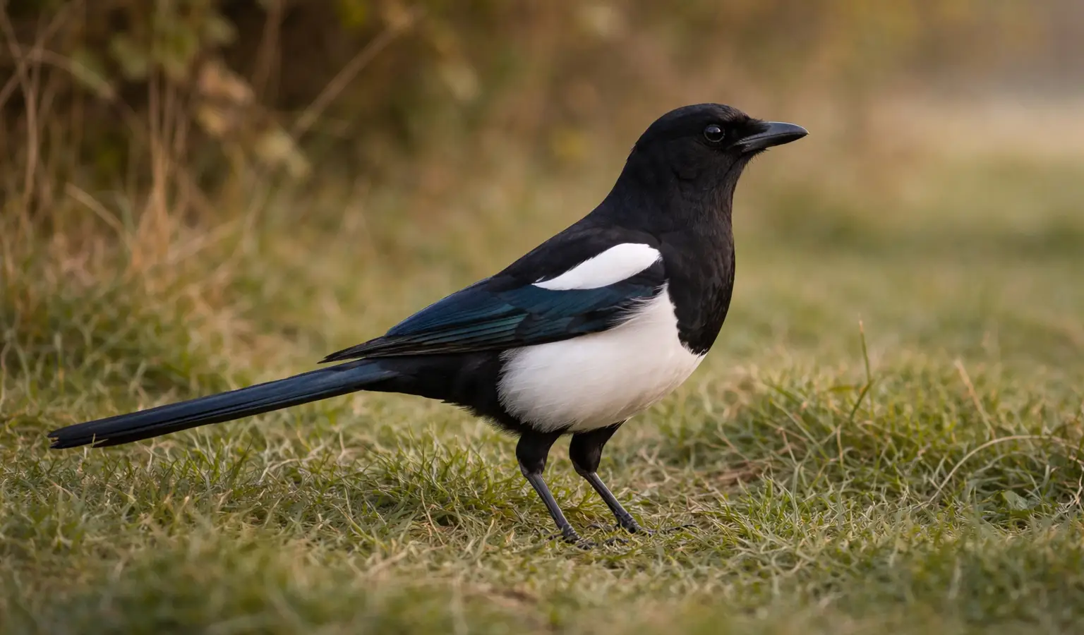 Urraca ave oportunista en campo