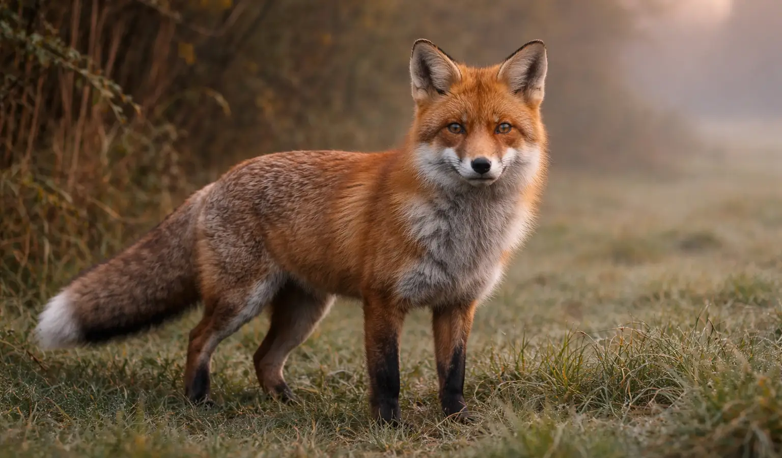 Zorro rojo depredador en campo abierto