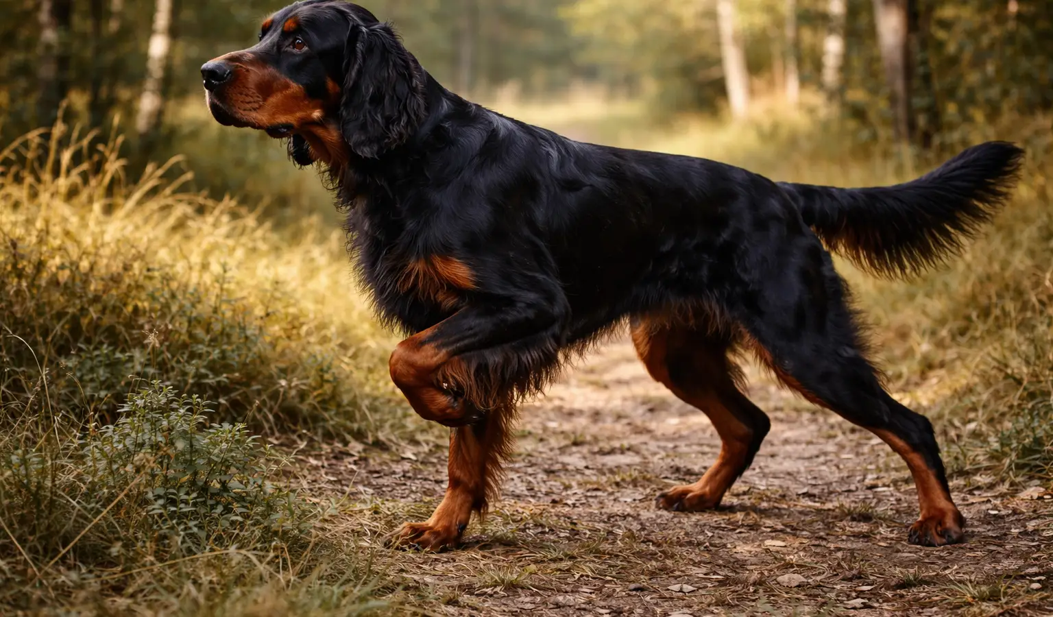 Gordon Setter hunting dog pointing breed