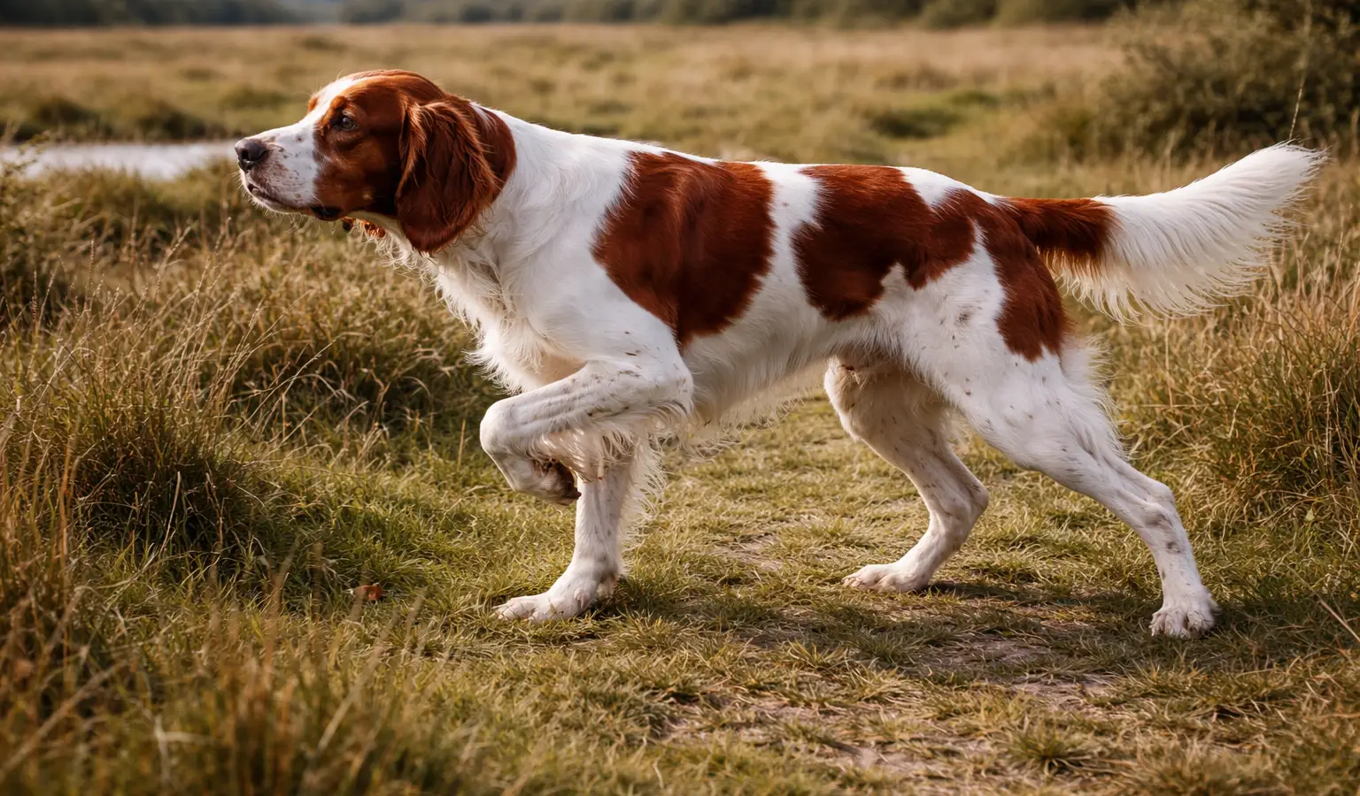 Irish Red and White Setter hunting dog