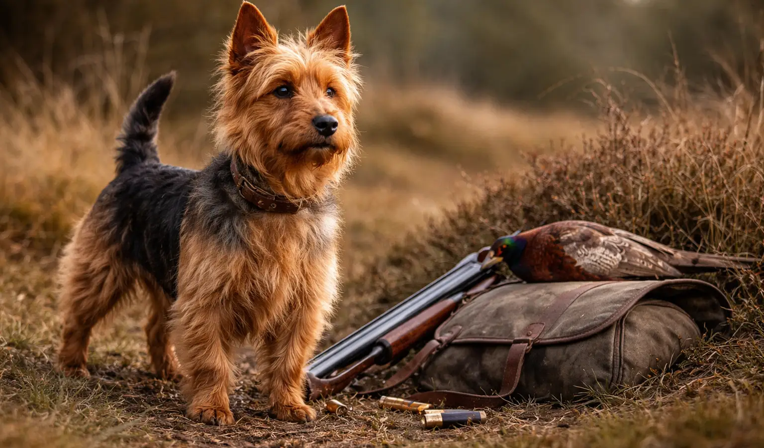 Terrier australiano, pequeño terrier rústico de pelo duro y gorguera marcada