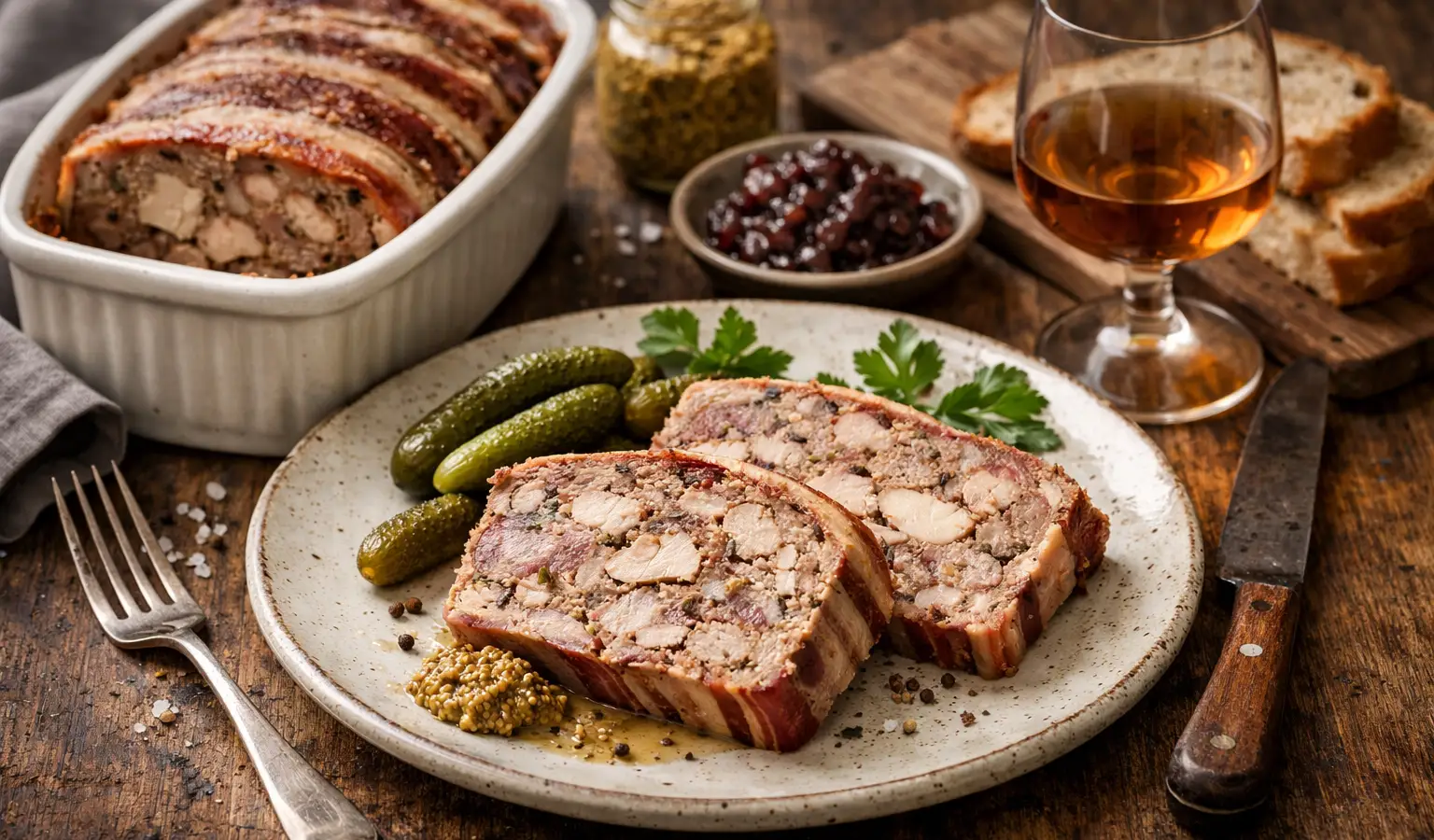 Terrine de faisan maison au cognac, veau et porc