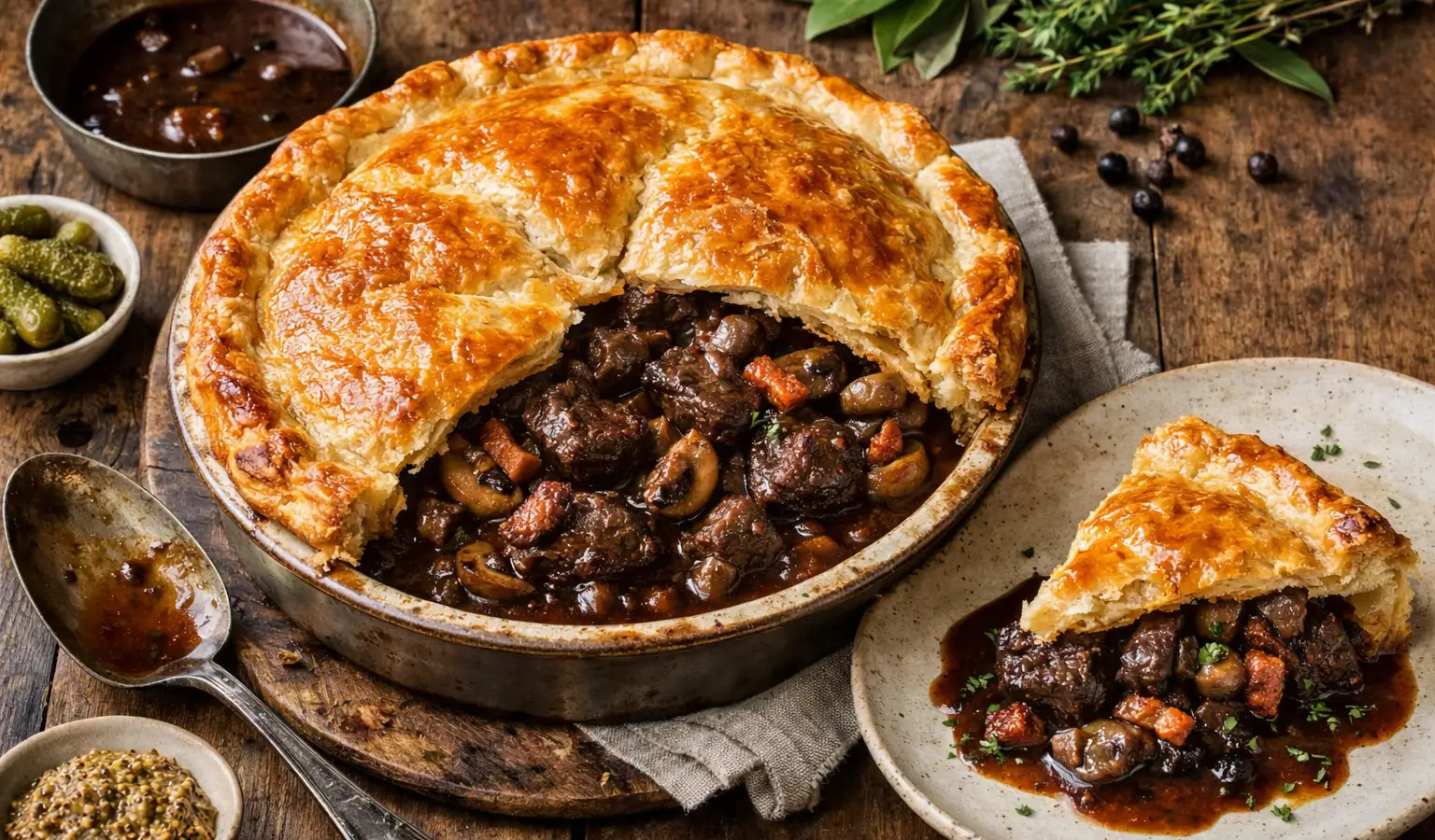 Tourte di cervo con funghi e Porto