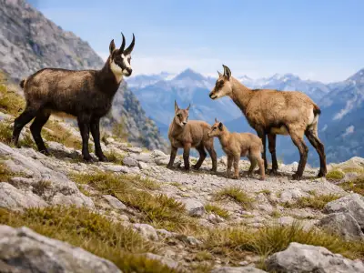 Rebeco (Rupicapra rupicapra) en su hábitat natural de montaña