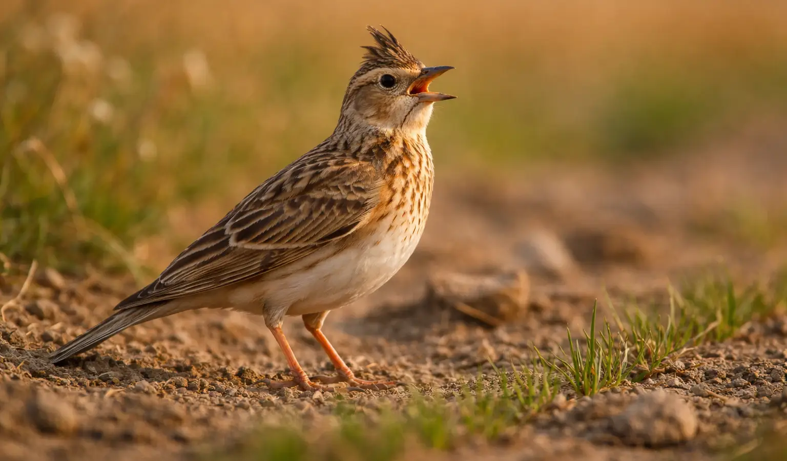 Skylark small game bird in farmland