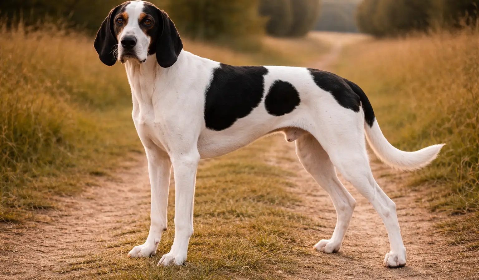 Perro de caza francés blanco y negro