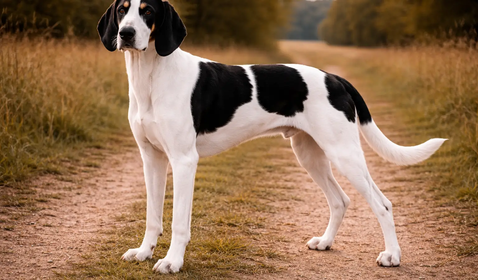 Perro de caza gran anglo-francés blanco y negro