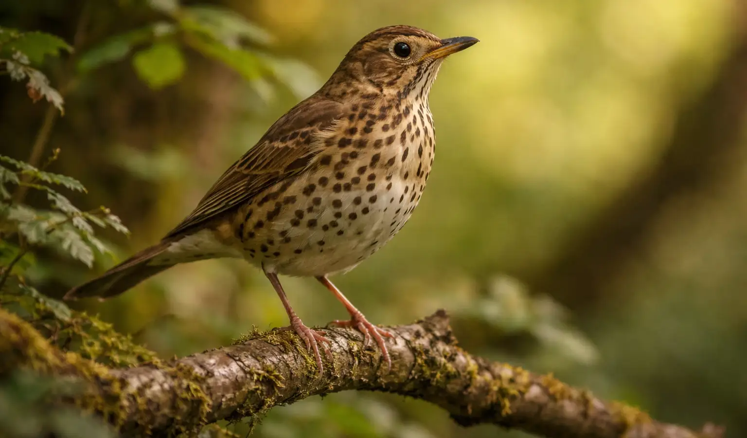 Thrush small game bird in woodland