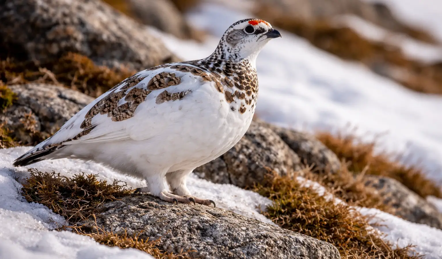 Rock ptarmigan small game bird in mountain habitat